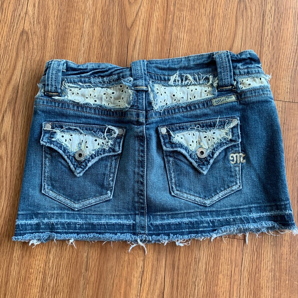Miss Me Jeans Eyelet Lace Denim Mini Skirt Small